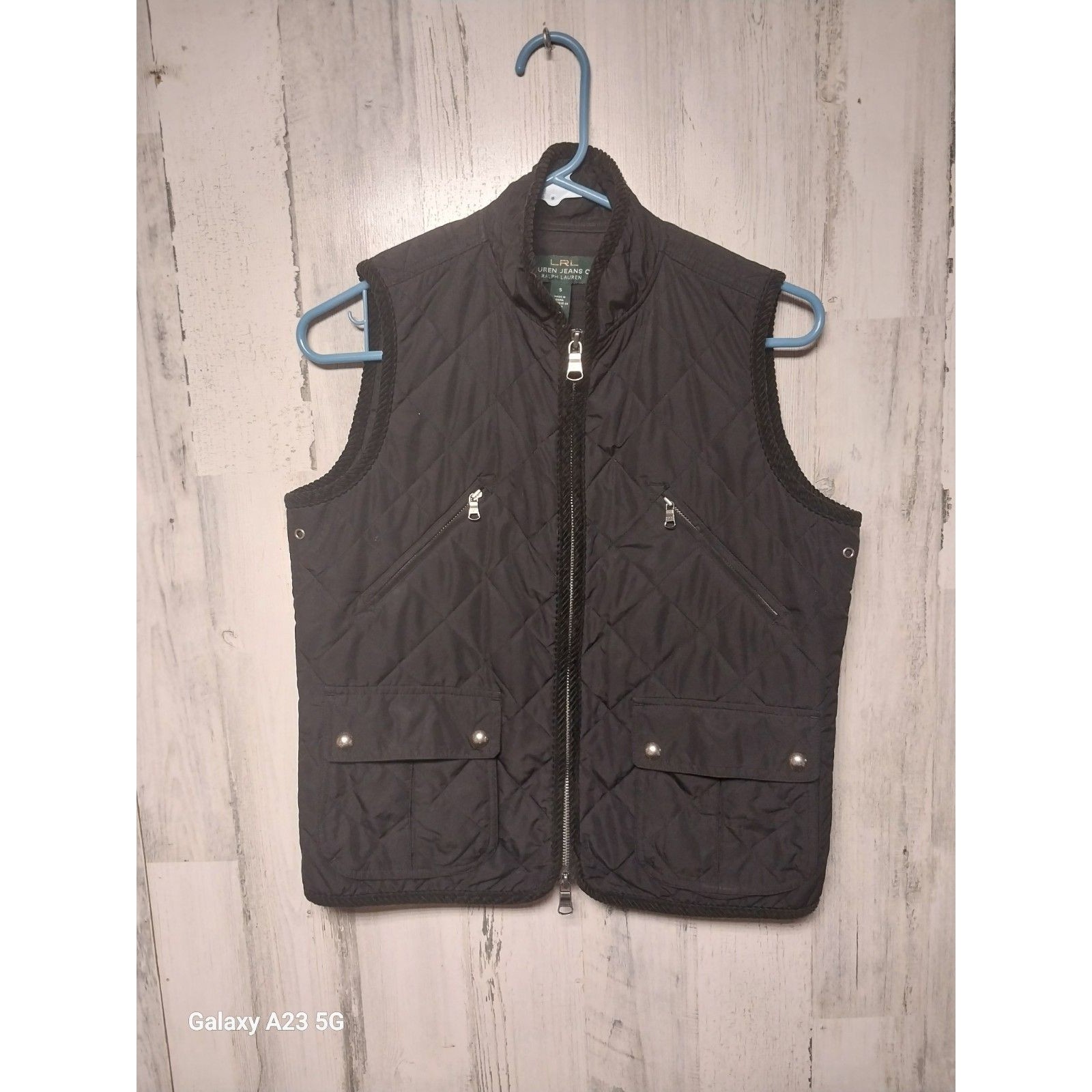 Lauren Ralph Lauren Black Quilted Vest Braided Trim Equestrian Puffer Lauren Ralph Lauren Black Quilted Vest Braided Trim Equestrian Puffer